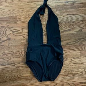 deep cut black one piece- high waist